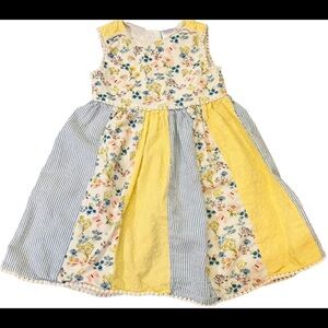 Blueberi Boulevard Cotton Floral Striped Baby Girl Dress Size 6 Months